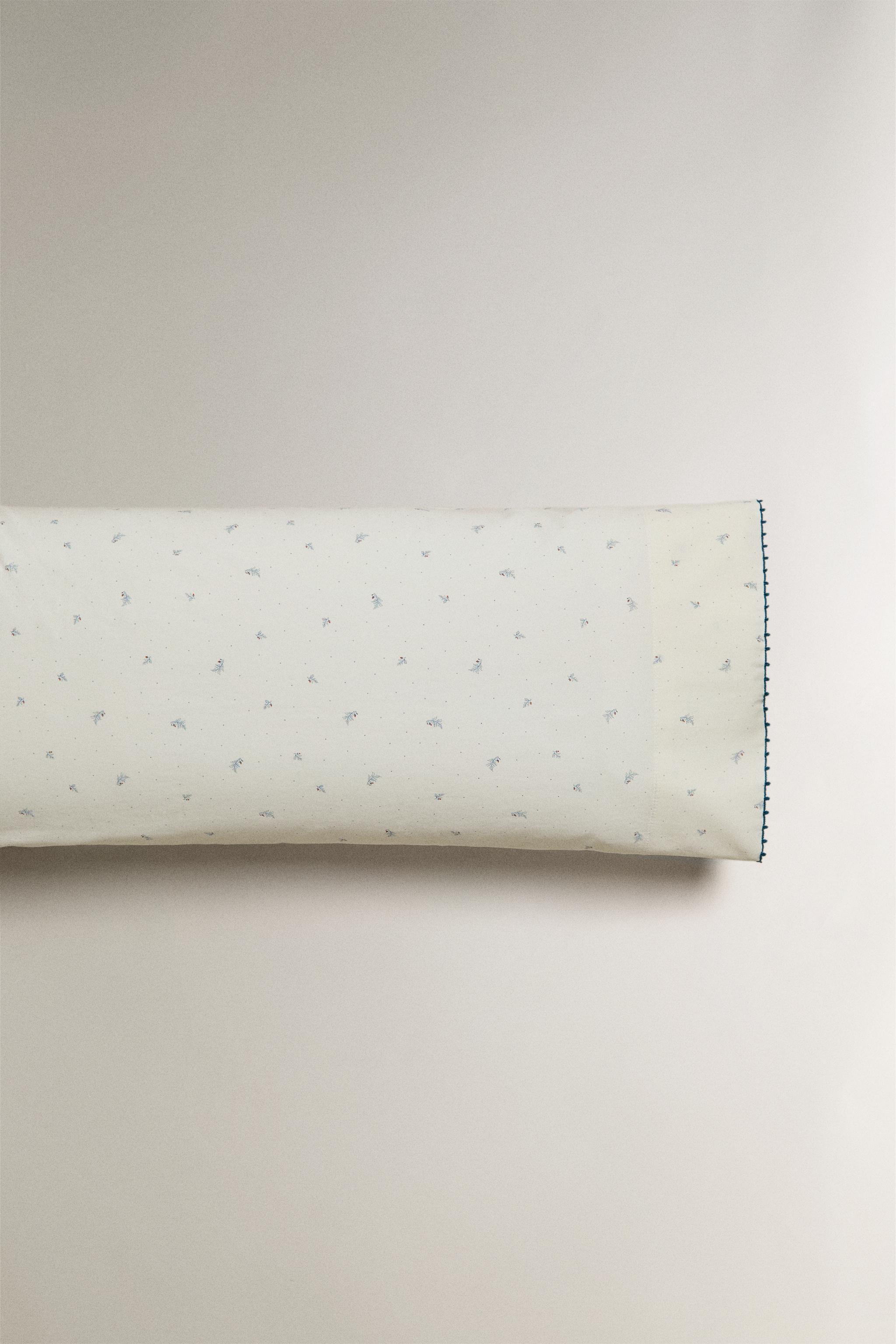 KIDS' COTTON LEAF AND DOT PILLOWCASE